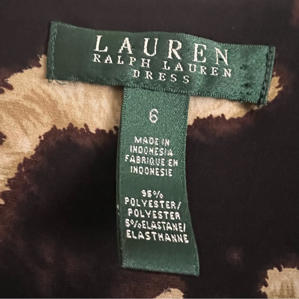 Lauren Ralph Lauren Chic Zebra Print Black and Gold V-neck Ruched Midi Dress - Picture 7 of 8